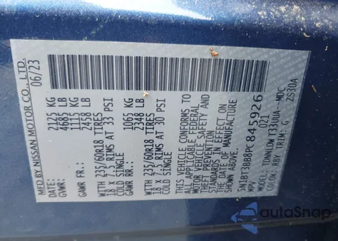 2023 Nissan Rogue Sv Intelligent Awd from USA, damaged, VIN 5N1BT3BB8PC845926